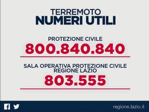terremoto centro Italia numeri utili